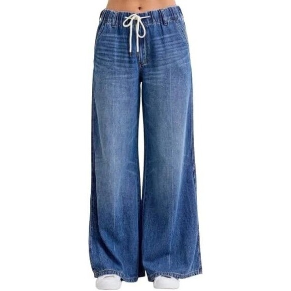 Judy Blue Pants - Judy Blue NEW Palazzo Wide Leg Jeans High Rise Elastic Waist JB881016 sz 15/32